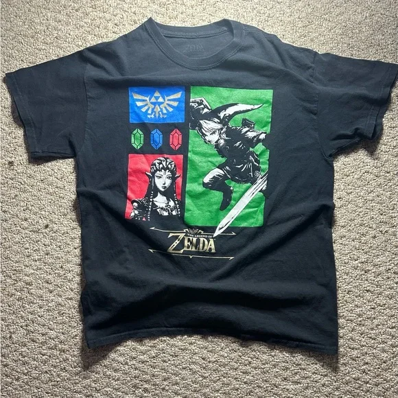 The Legend Of Zelda Geeknet Shirt Mens Medium L Short Sleeve Link Pullover Black - Picture 1 of 5